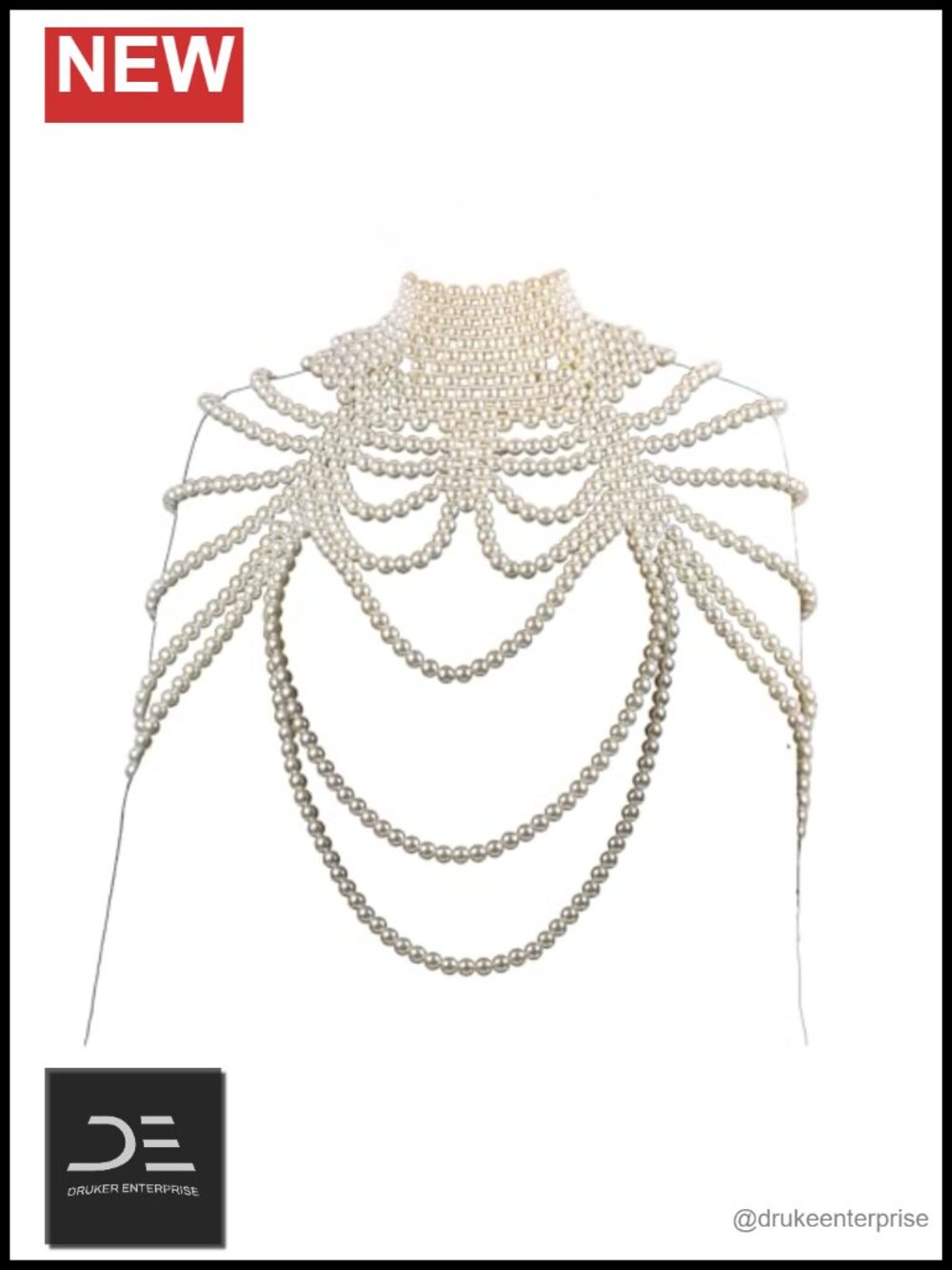 White Pearl Body Chain Cover Up Shawl Statement Necklace
